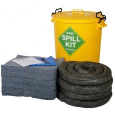 EVO Recycled - 90 Litre Spill Kit In Yellow Plastic Drum - EVO-SK90