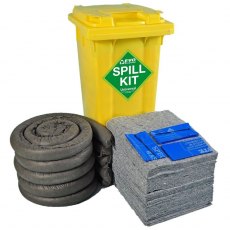 EVO Recycled - 120 Litre Spill Kit In Yellow Wheelie-Bin - EVO-SK120