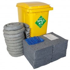 EVO Recycled - 360 Litre Spill Kit In Yellow Wheelie-Bin - EVO-SK360