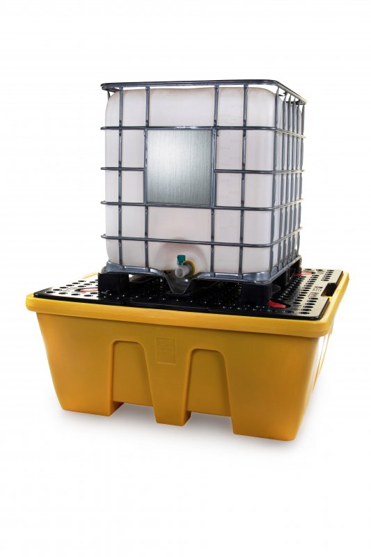 Black & Yellow Single IBC Nestable Spill Pallet with IBC