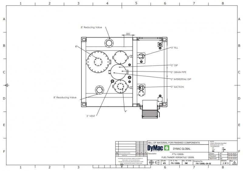 12000 Litre Steel Diesel Dispensing Tank Dymac FTV12000L Fuel Tank